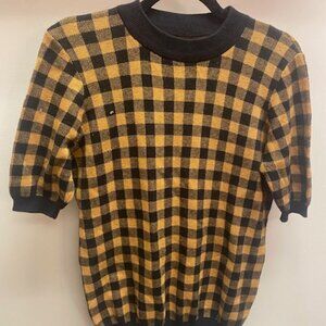 Who What Wear: Black & Mustard Gingham Top